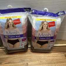 Hanes Breathable Mesh Tagless Briefs Women 10 Pack Sz10 3XL Pantie x2  20 pair