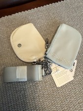 Lululemon Dual Pouch Wristlet, Pelican/Light Ivory, NWT