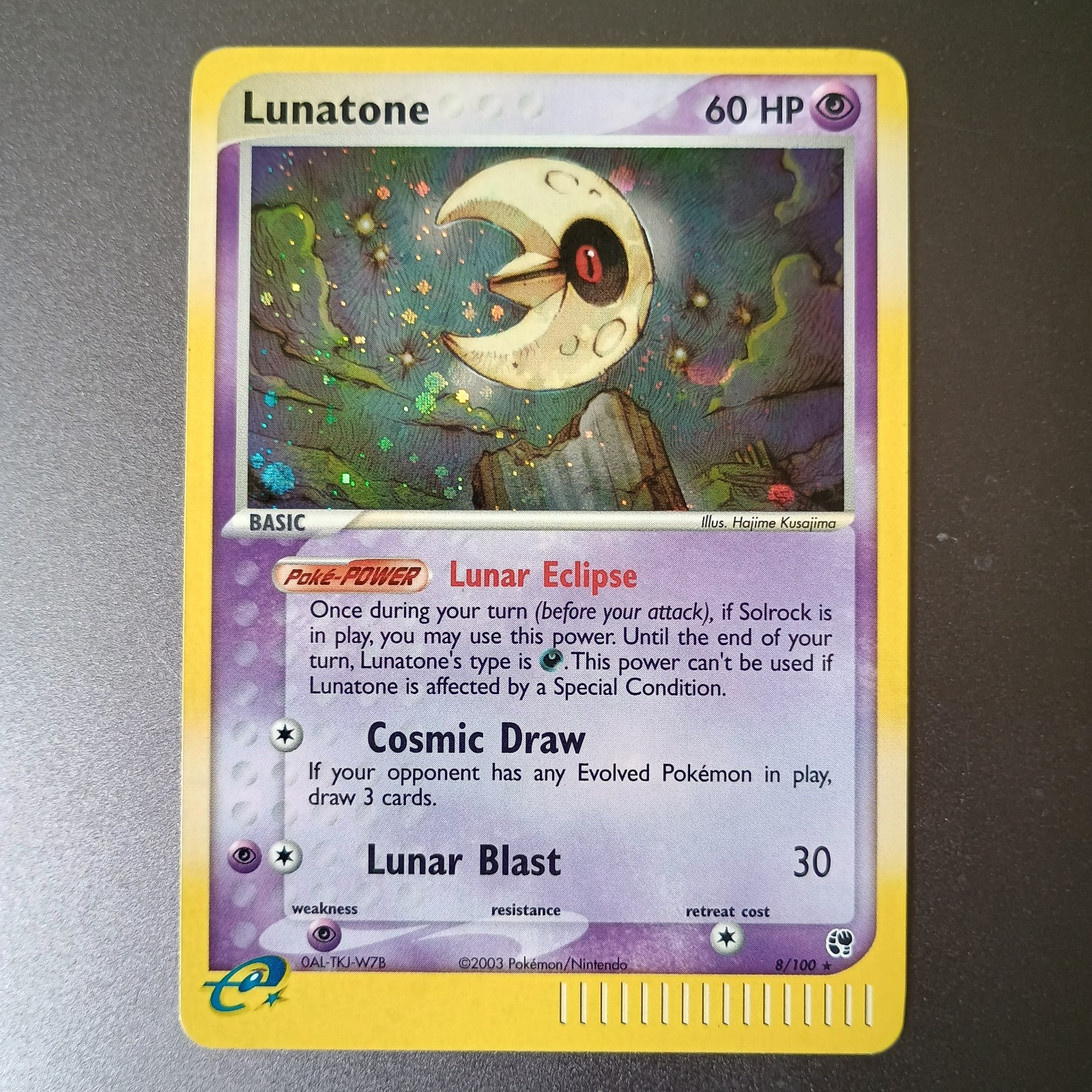 Lunatone Holo 8/100 Pokemon EX Sandstorm 2003 - LP to NM - minor scratches/wear