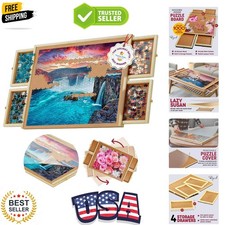 1000 Piece Rotating Puzzle Board with Drawers and Cover - 4 Drawers, Wooden J...