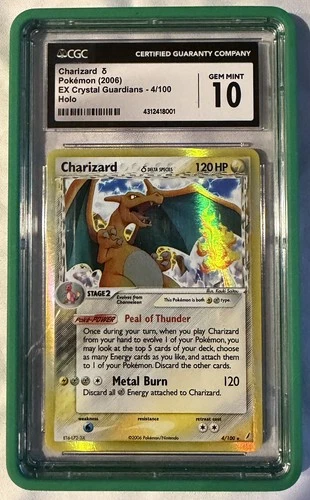 2006 POKEMON EX CRYSTAL GUARDIANS,  HOLO #4/100 CHARIZARD CGC 10 GEM MINT
