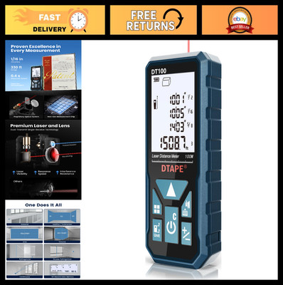 High-Accuracy 165 Ft Laser Measuring Tool, Backlit LCD, Distance/Area/Volume Fin