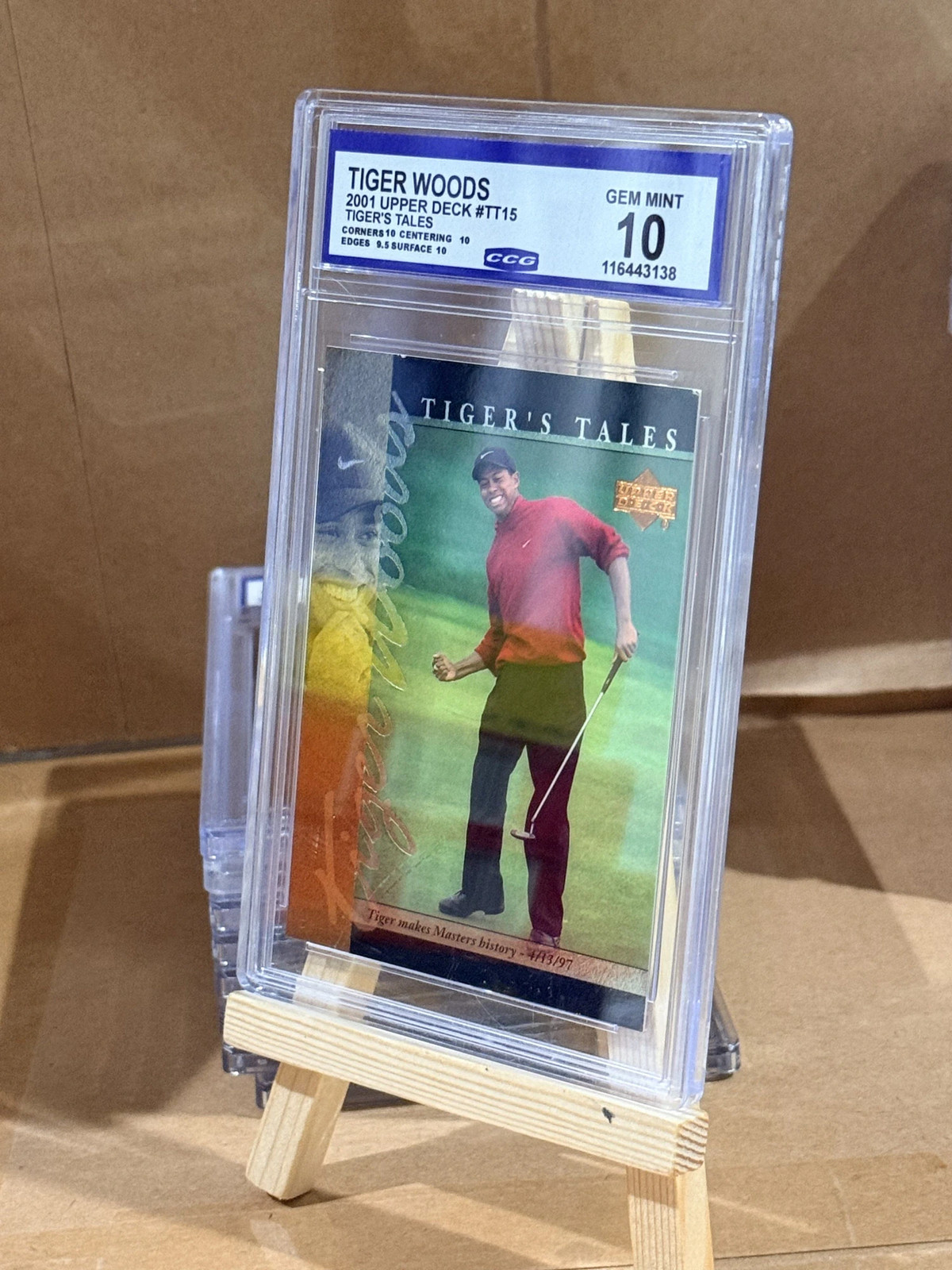 Tiger Woods #TT15 Golf Cards 2001 Upper Deck Tiger's Tales trading card — raw and PSA graded price guide
