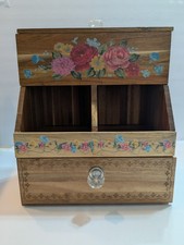 Pioneer Woman Wooden Floral Box Tea Bag , Cof...
