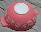 VTG PYREX Pink Gooseberry 4 Quart Glass Nesting Mixing Bowl #444 Mint