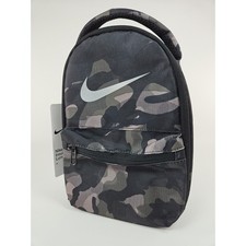 Nike Brasilia Just Do It Fuel Pack Lunch Bag Tote Black Grey Camo Zipper New