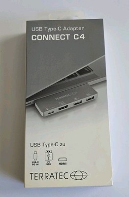 TERRATEC CONNECT C4 USB Type-C Adapter mit USB-C PD HDMI 2x USB3.0 Port Notebook