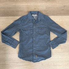 Wrangler Retro Premium Shirt Mens Small Blue Geometric Western Snap 112338158