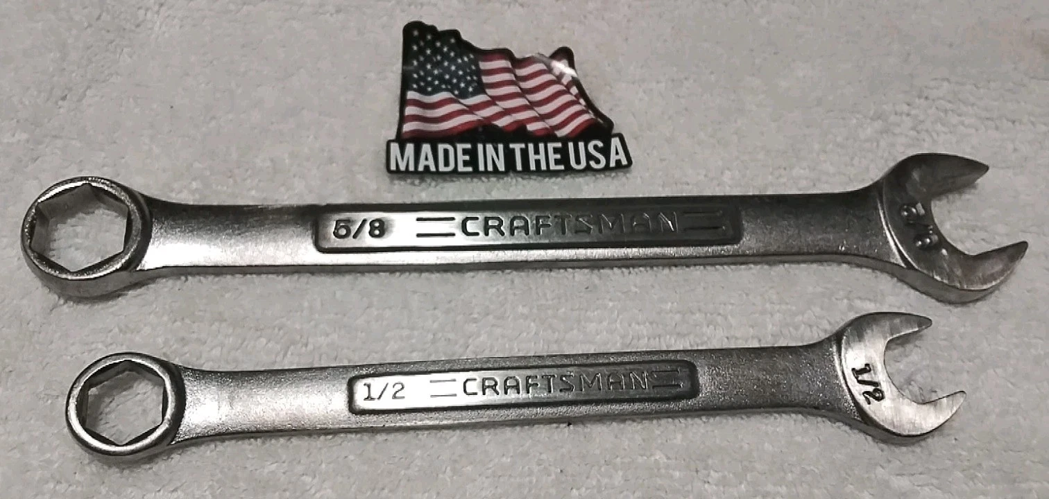 2pc CRAFTSMAN VA 5/8" 6PT 44387& 1/2" 6PT 44385 VINTAGE WRENCH SET SAE USA 🇺🇸