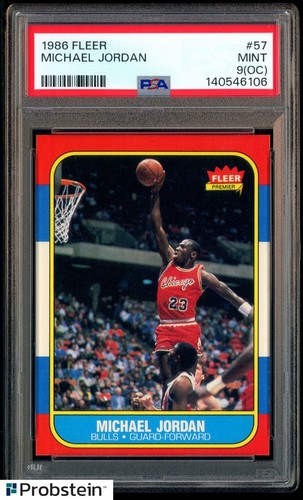 1986-87 Fleer Basketball #57 Michael Jordan RC Rookie HOF PSA 9 MINT (OC)