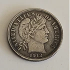 1912 Barber Dime 10C Circulated United States Silver Coin Uncertified Variety