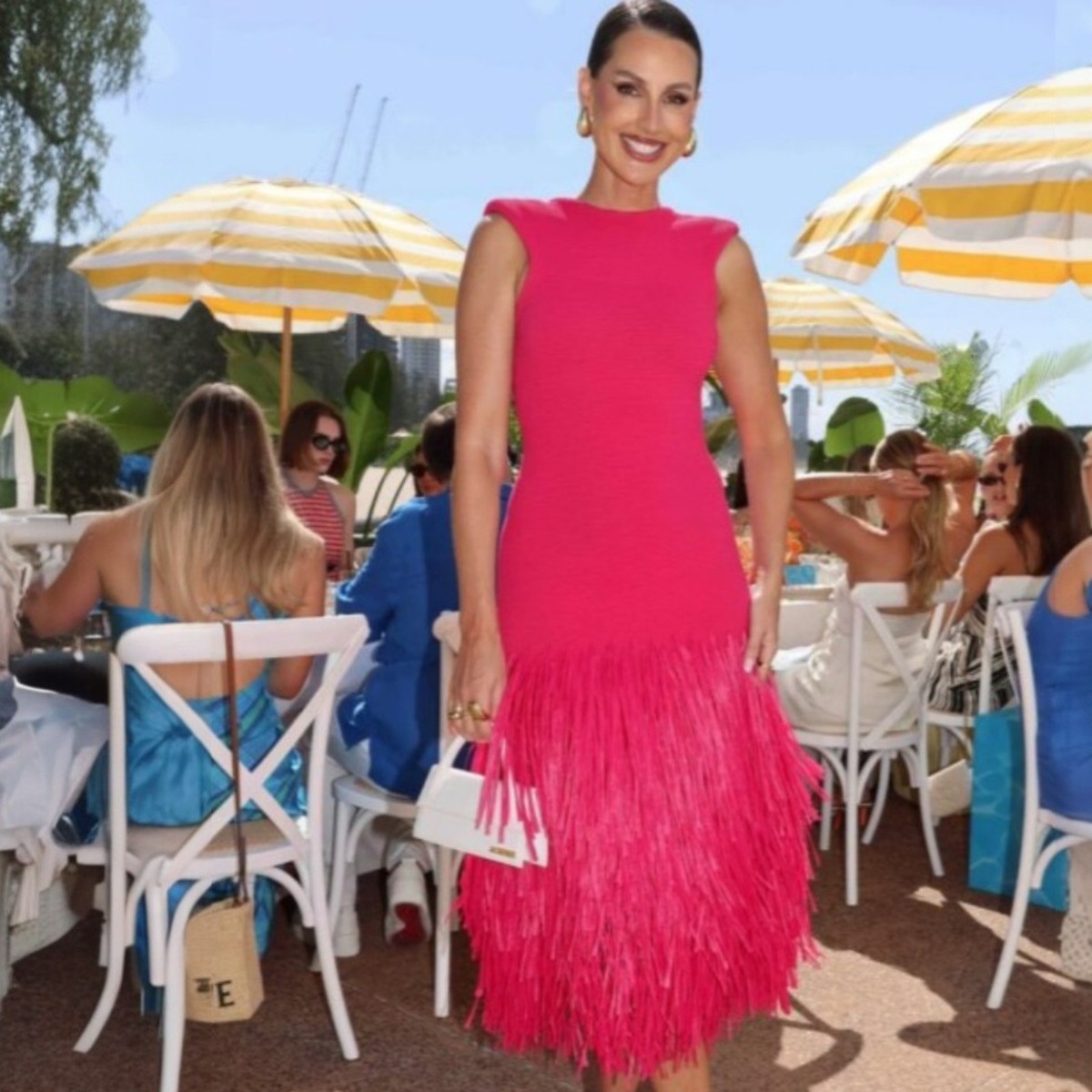 Aje Raffia Rushes Dress Size S / AU 8 / US 4 Knit Midi Deep Fuschia  Stretchy | eBay