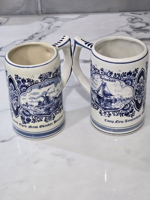 Heineken VTG Beer  Mugs Camp New Amsterdam Oktober Fest 1979 Delftblue lot of 2