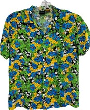 Disney Hawaiian Multicolor Mickey Floral Sz Large Button Up Shirt H43 NW/OTs