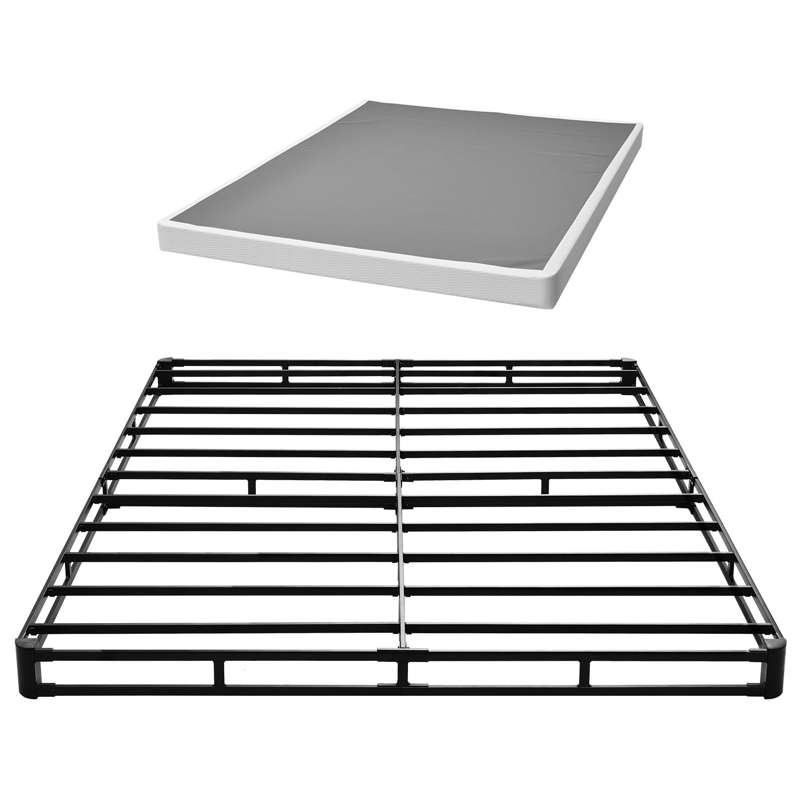 Sommier tapissier VEVOR cadre de lit en tissu beige 150x200 pour matelas deux personnes