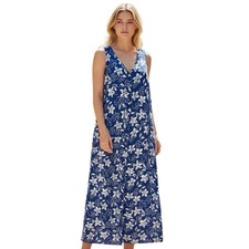 Old Navy Floral Maxi Dress Blue White Sleeveless V Neck Rayon M