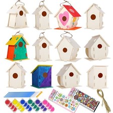 ILHSTY 6 Pack Large DIY Bird Houses Kits for Kids, Kids Crafts Wood Houses fo...