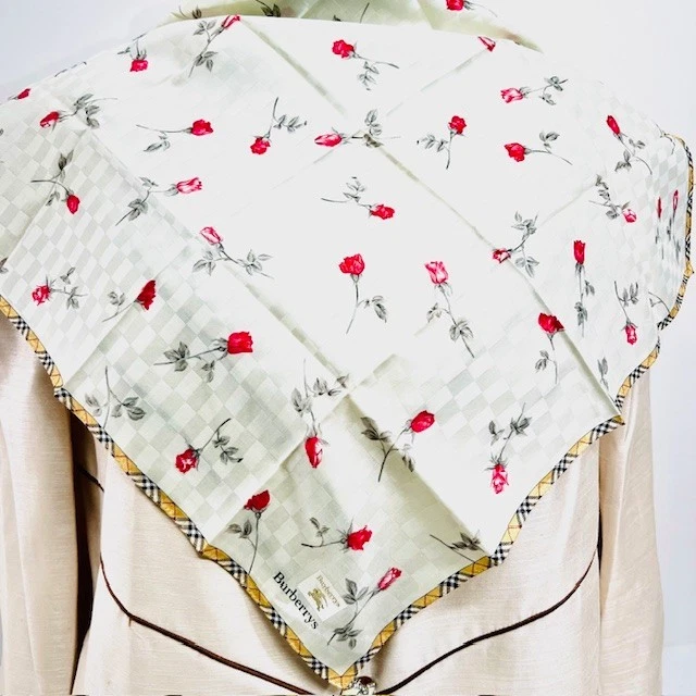 (5) Nuevo Mini Bufanda/Manejador BURBERRYS 19.5" Seda/Algodón Multicolor (Selecciona 1 Foto 4 de 4