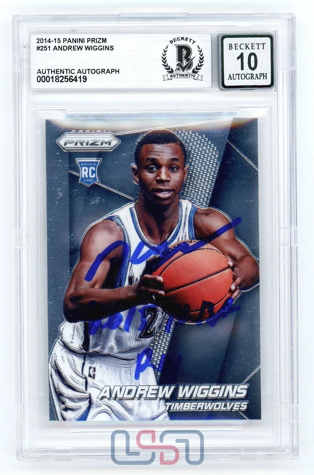 Andrew Wiggins Signed "2015 NBA ROY" 2014-15 Panini Prizm RC #251 Beckett BAS 10