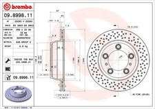 2x Disque de frein perforé/ventilé de l'intérieur 09.8998.11 BREMBO pour PORSCHE