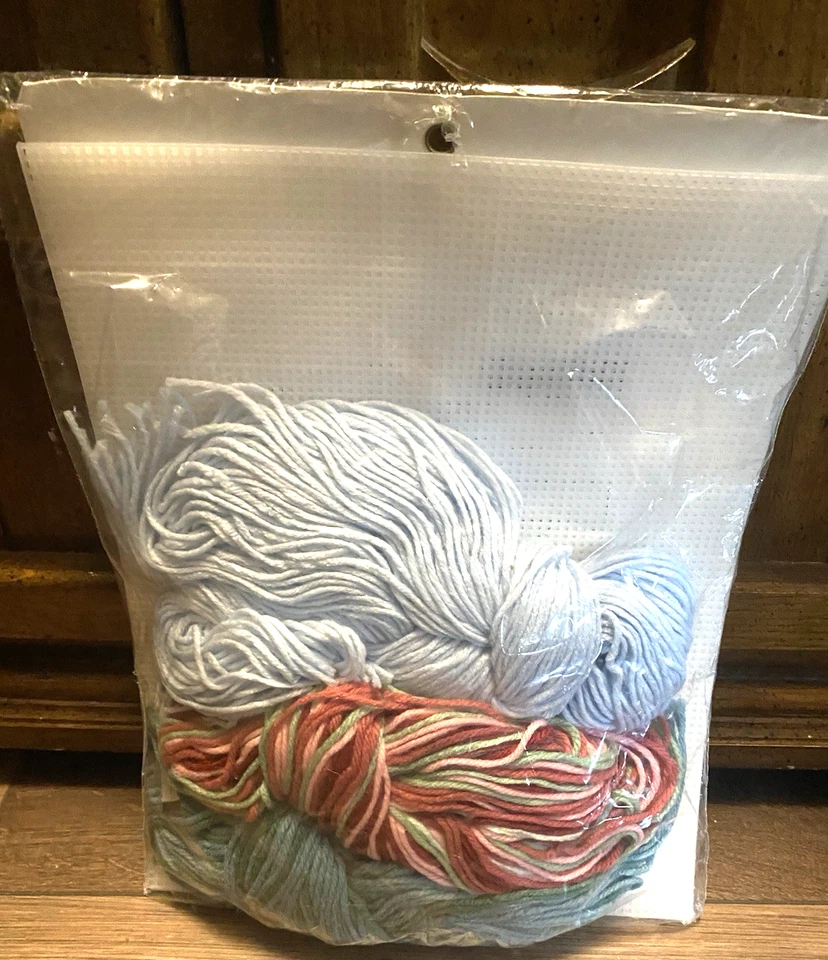 1990 Bucilla Plastic Canvas Kit #6073 ROSE SEWING BASKET 8.5" NEW SEALED - Image 2 of 4