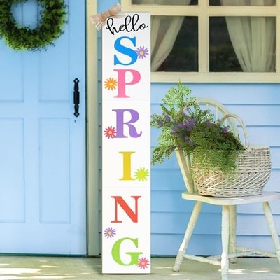  Hello Porch Sign Outdoor Decor 47'' Large Welcome Decoration Daisy Spring