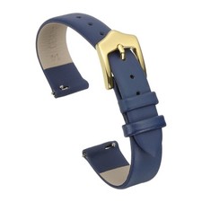 14mm Blue Genuine Leather Watch Bands with Gold Buckle for Women