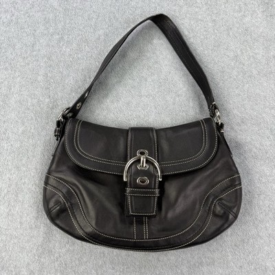 Coach E0778-F10910 Medium Vintage Soho Top Flap Y2K Black Leather Shoulder Bag