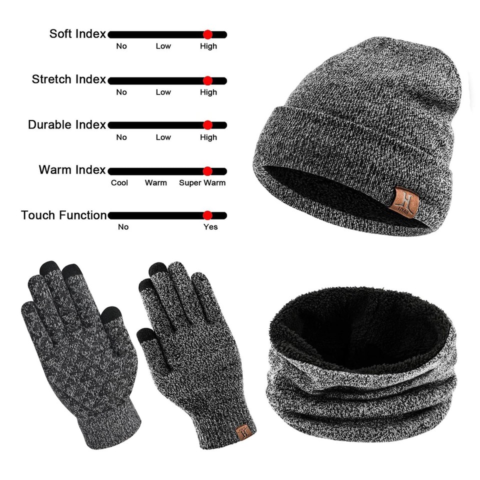 TAGVO Guanti Invernali Touch Screen In Maglia Cashmere - Termici, Elastici, Unisex Per Corsa, Sci, Ciclismo, Taglia Unica - 3