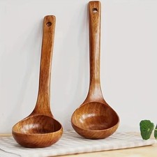 1Pc Wooden Soup Ladle Non Stick Anti-Scald Cooking Spoon Kitchen Utensil