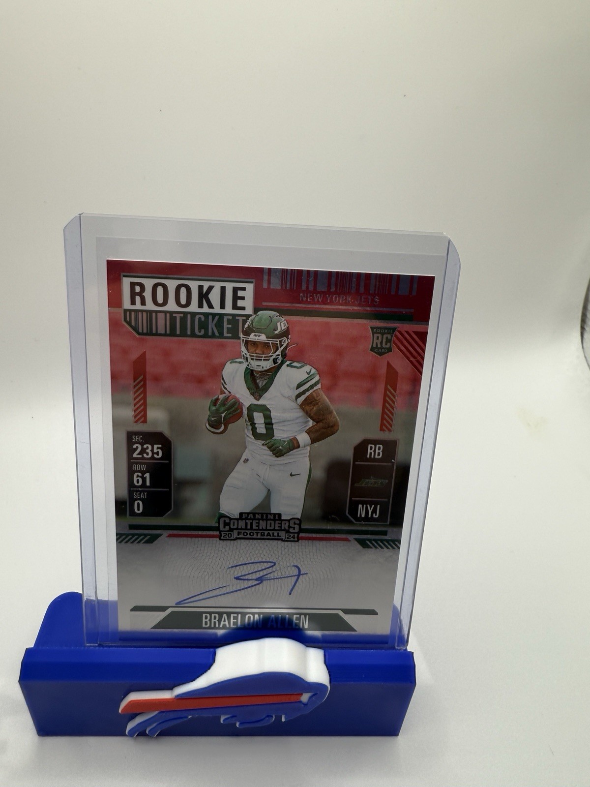 2024 Panini Contenders Braelon Allen Rookie Ticket Auto Red Zone FOTL Jets