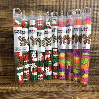 Lot 10 Target Bullseye Mini Hashtag Building Blocks 72ct Red,green,white, Neon
