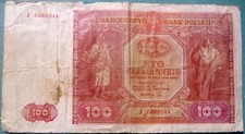 POLAND 100  ZLOTYCH NOTE , P 129,   ISSUED 15.05. 1946