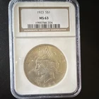 1923 Peace Dollar $1 NGC MS63 Philadelphia 0.9 Silver Cert #1990788-204