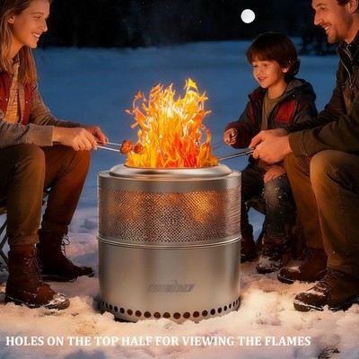 Taller Smokeless Fire Pits 20'' Stainless Steel Wood Burning Stove + Travel Bag