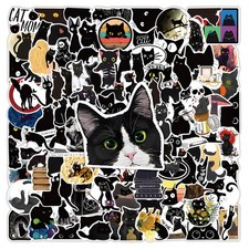 100pcs Waterproof Laptop Stickers Black Cute Cat Stickers for Water Bottles K...