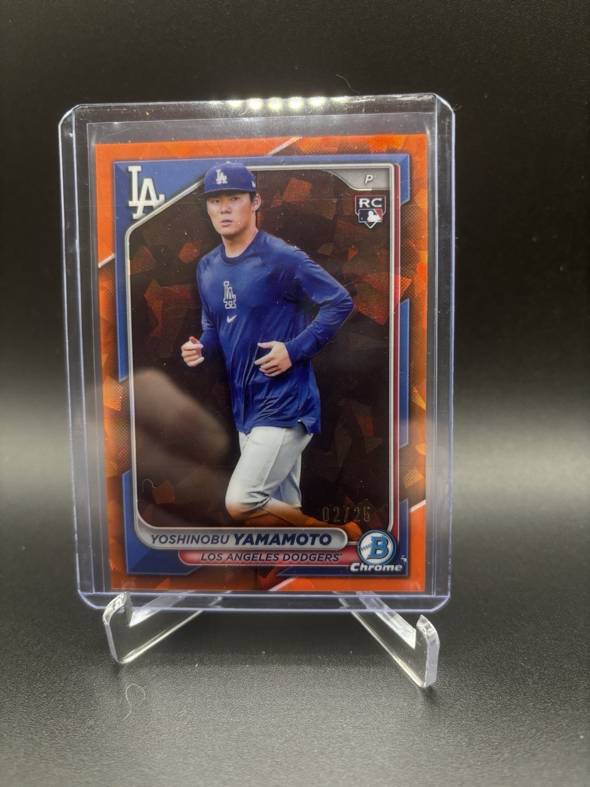 2024 BOWMAN CHROME SAPPHIRE 73 YOSHINOBU YAMAMOTO RC IMAGE VARIATION ORANGE 2/25