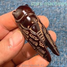 1PC Natural Carved Cicada Pendant Statue Collection Hand Toy