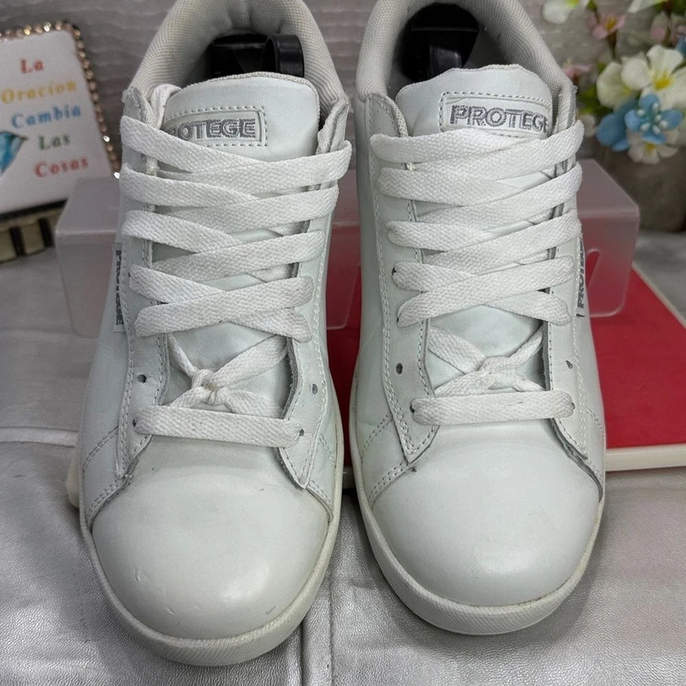 (T0) Protege Zapatillas Hombre Piel Blanco, Talla 9,Corte Bajo.Casuales,Cómodas Foto 2 de 4