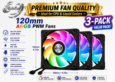 CoolerOne 120mm ARGB PWM Case Cooling Fans 3-Pack 2100 RPM Hydraulic Bearing
