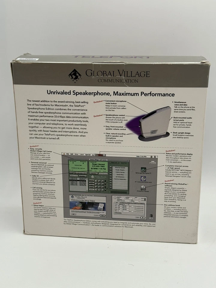 Global Village TELEPORT Speakerphone Edition 33.6 Kbps Modem Macintosh In Box - Image 2 of 3