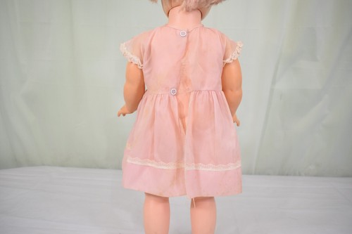 Vintage Unmarked Baby Girl Doll 24" MCM Dress, Sleepy Eye Ratchet Arm - Picture 8 of 19