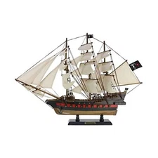 Handcrafted Nautical Decor Wooden Blackbeard's Queen Anne's Revenge White Sai...