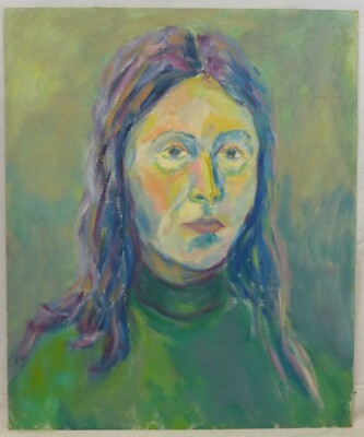 (B1562) Ölgemälde ''Portrait ~ Langhaarige Frau'' Jürgen Frisch Berlin (1948-2021)