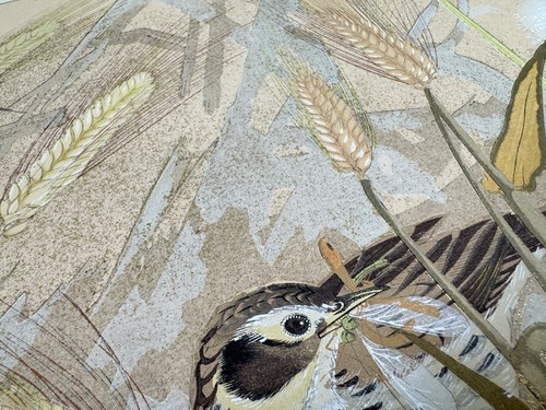 Japanese Woodblock Print “Skylark and wheat, dandelions” Rakuzan Bird - Picture 14 of 24