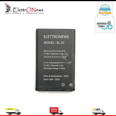 Batteria per Brondi Amico Chic amico chic 3.7V 1000mAh BL-5C Nera COME FOTO