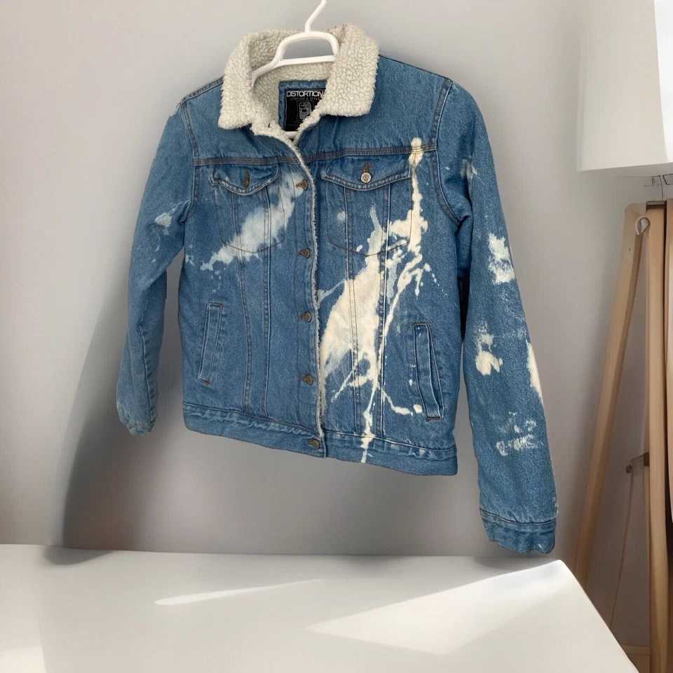 Chaqueta Jean Distortion Sherpa Azul Camionero Niños Talla 14/16 L Envejecida Foto 3 de 4