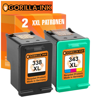 2 Druckerpatronen XXL für HP 338 & 343 PSC 1510 V XI Officejet 6205 6210 100 150
