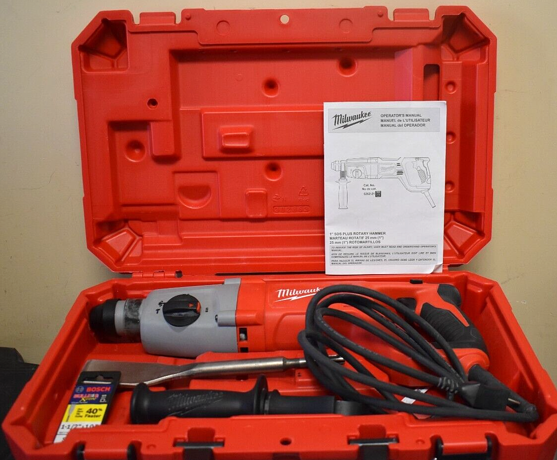 Milwaukee SDS Plus Corded Rotary Hammer Drill 526221 w/ Accessories
