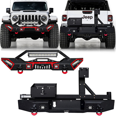 Vijay Front/Rear Bumper W/LED light&Tire Carrier For 2020-2024 Jeep Gladiator JT